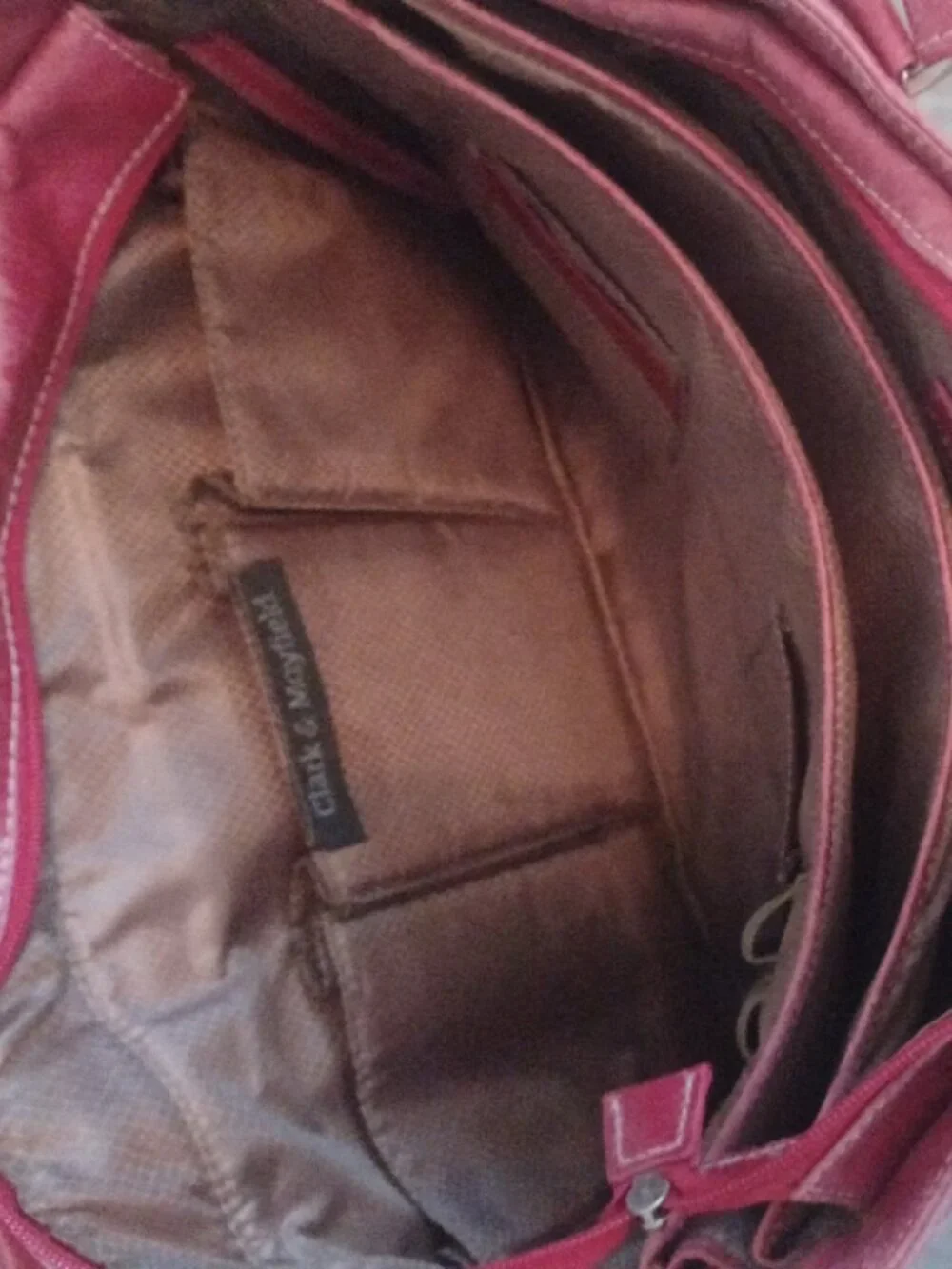 Clark & Mayfield Large Tote/Briefcase Distressed Pinkish/Red Bag/Laptop Holder
